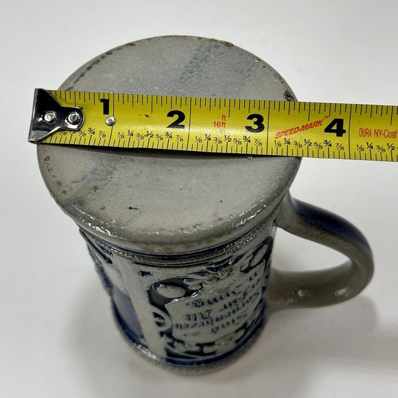 Vtg German Stein Beer Mug Cobalt Blue Grey Salt Glazed 16 oz Embossed Rustic 90s - Picture 13 of 13